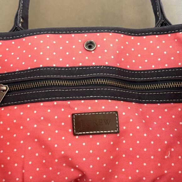 J.Crew Green and Navy canvas tote bag with Flamingos - Picture 4 of 6